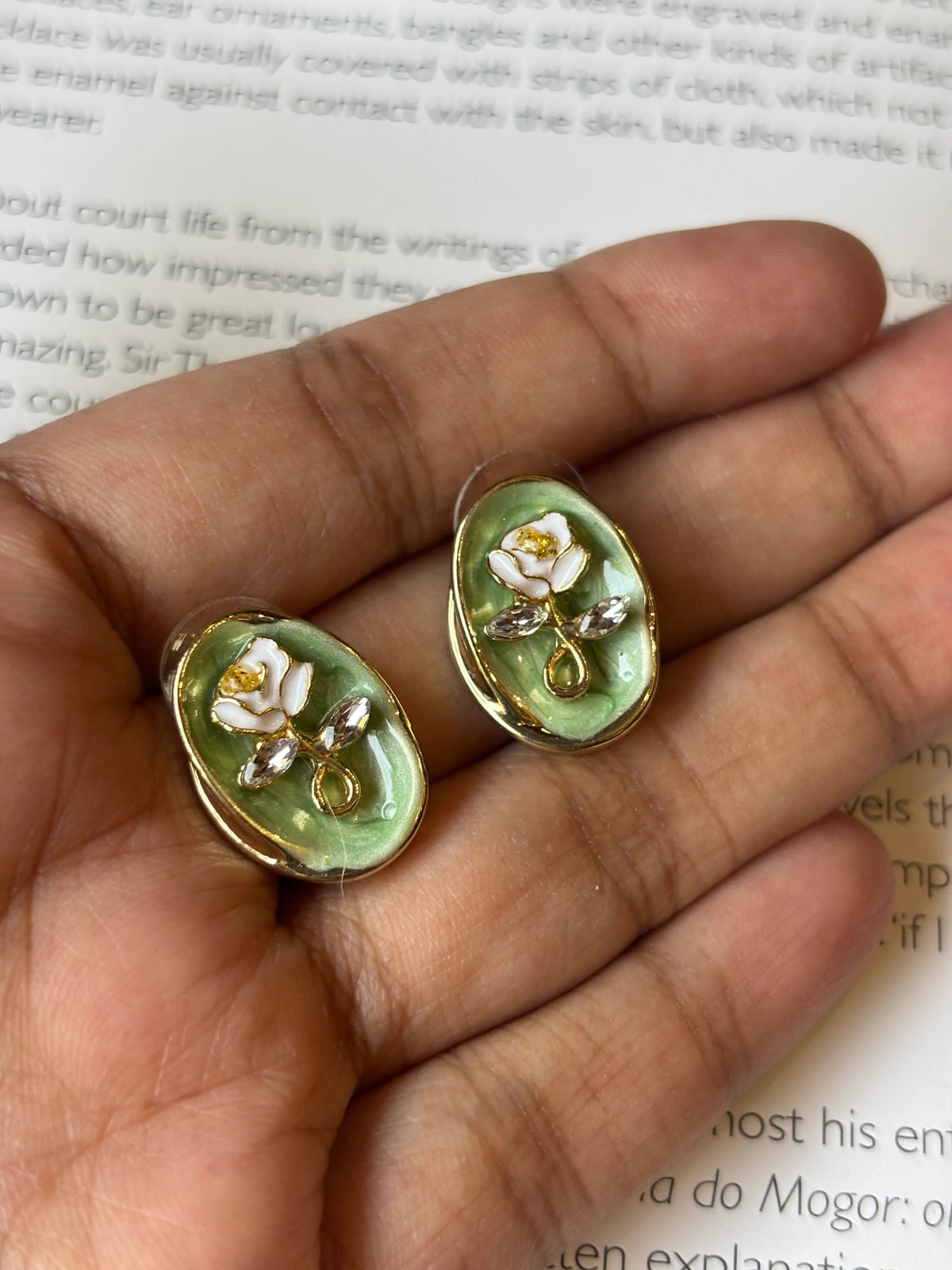 Mint Rose Earring