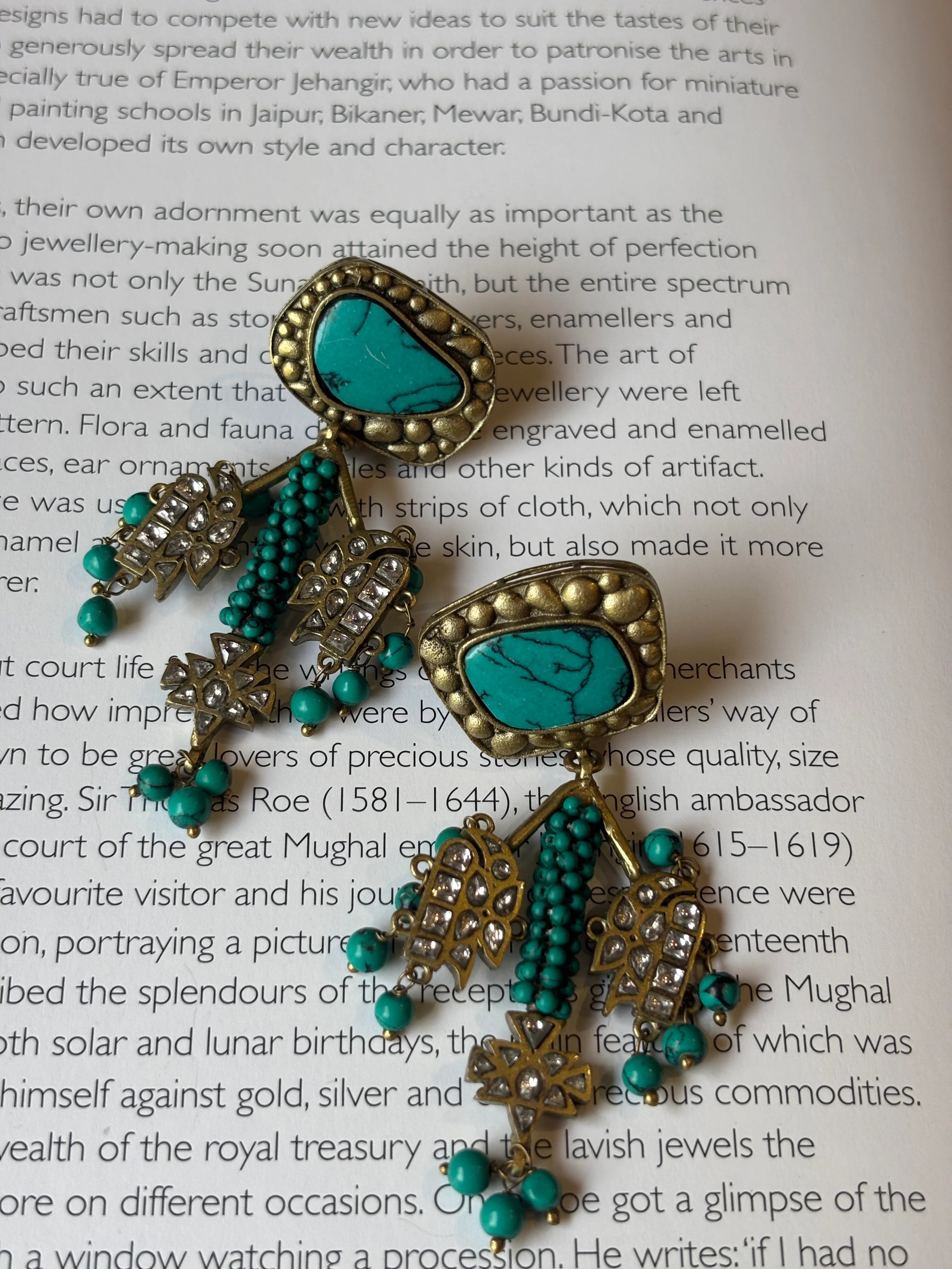 Zarqa Antique Firoza Dangler