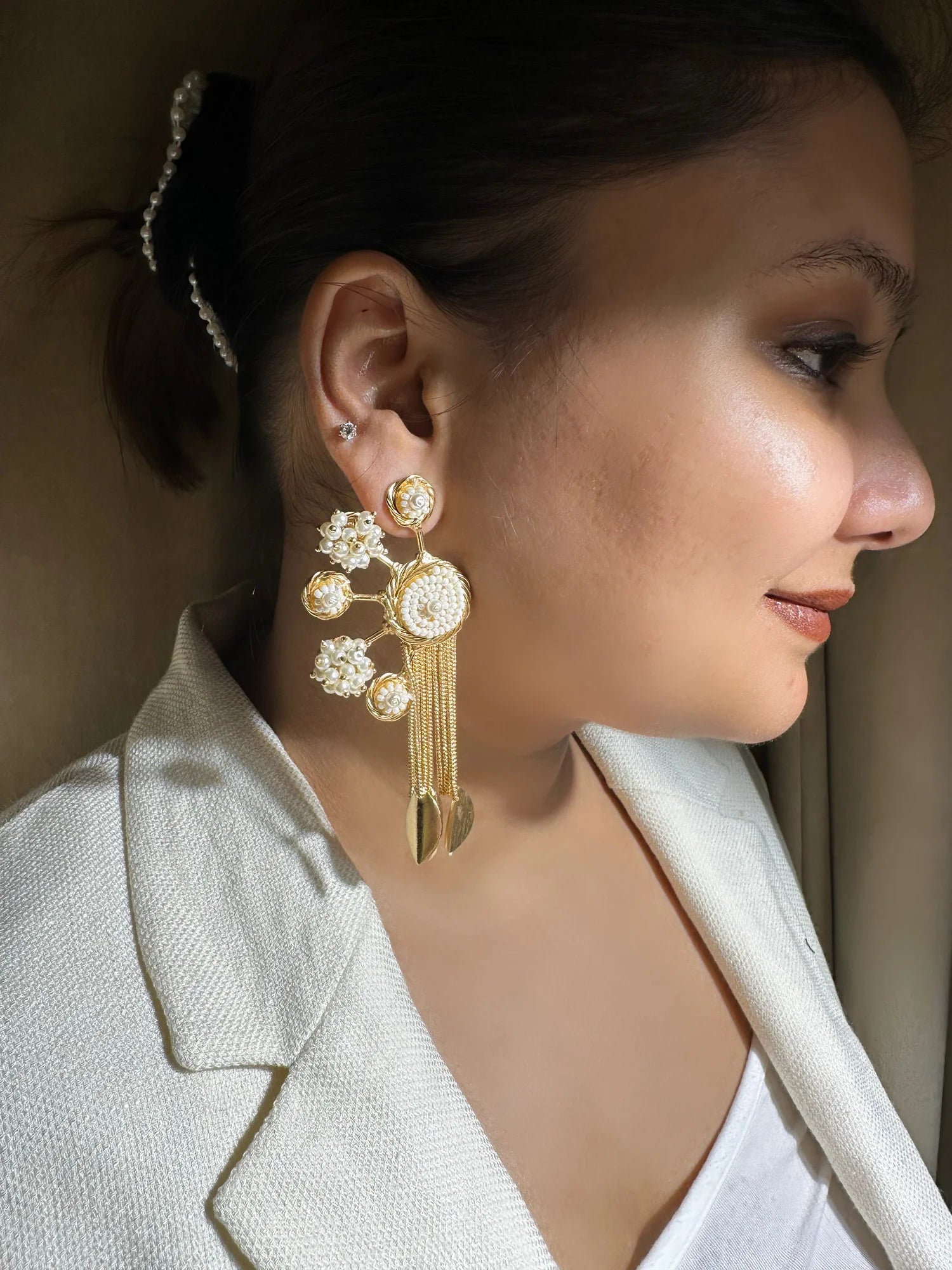 Midas Pearl Cascade Statement Earrings