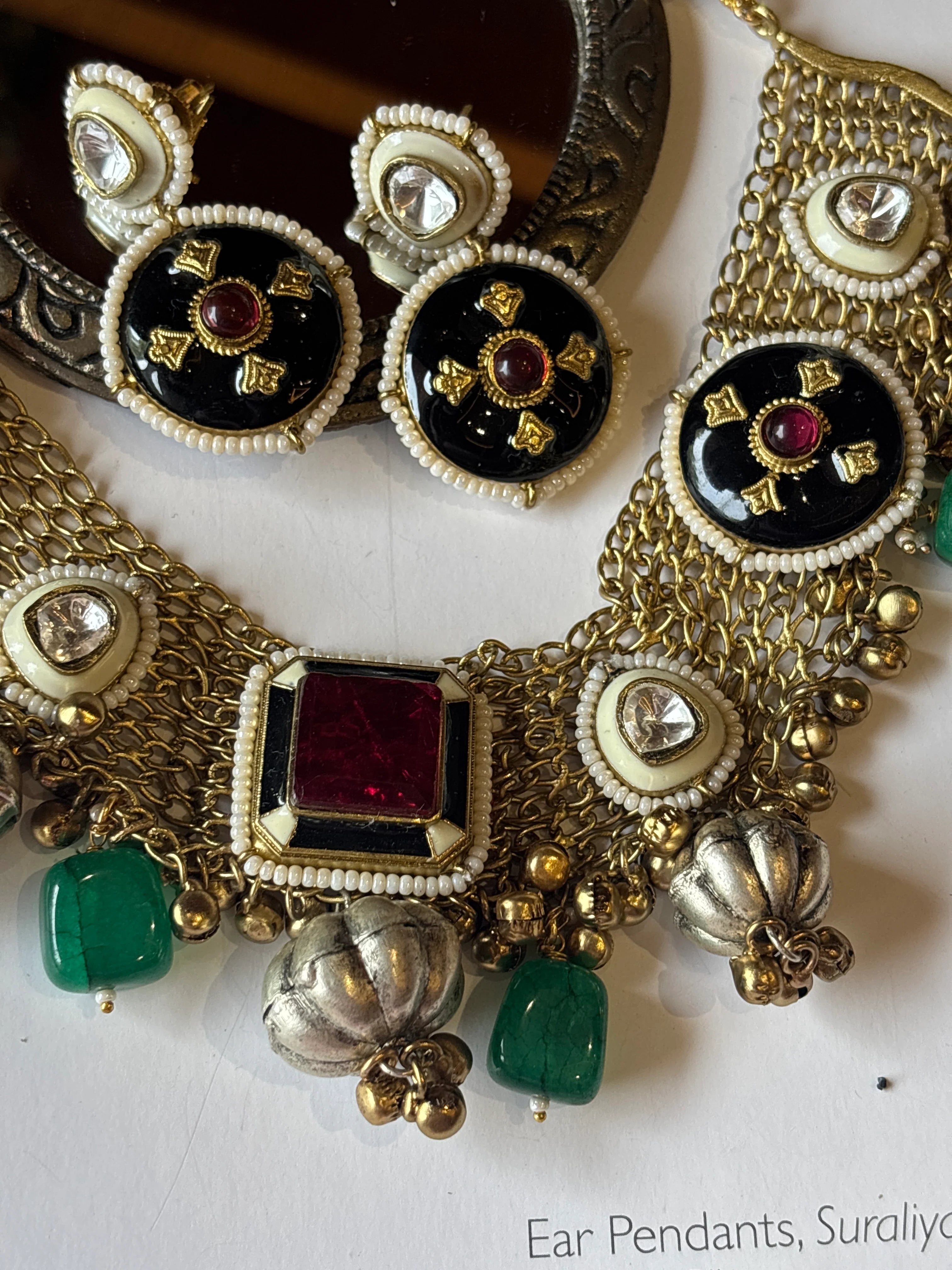 Ruby Doublet Stone Jaal Necklace