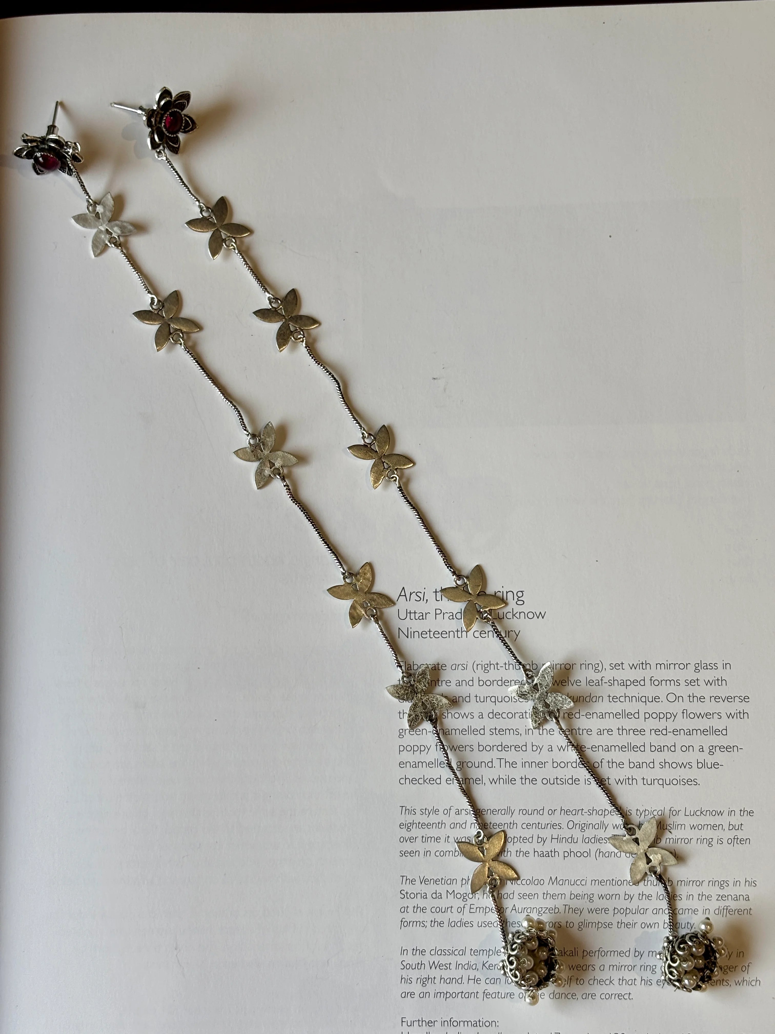 Midas Red Silver Bloom Chain Drop Earrings