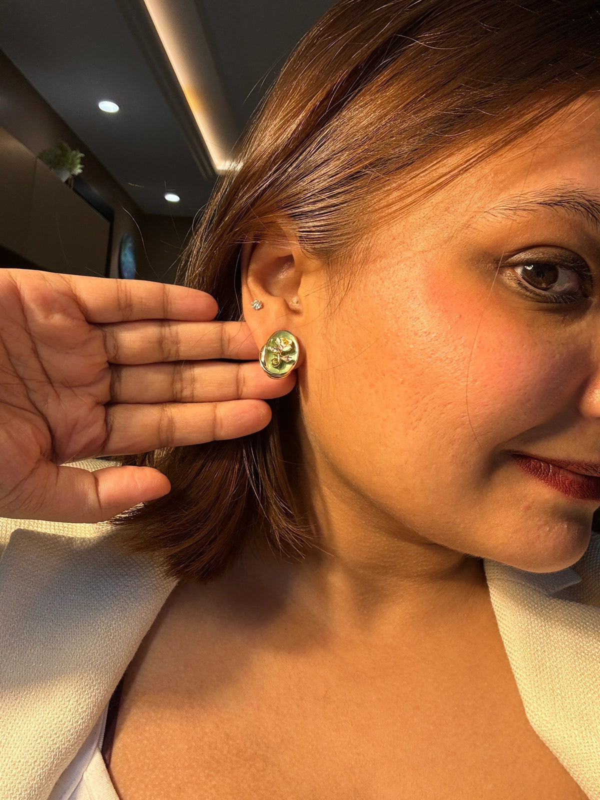 Mint Rose Earring