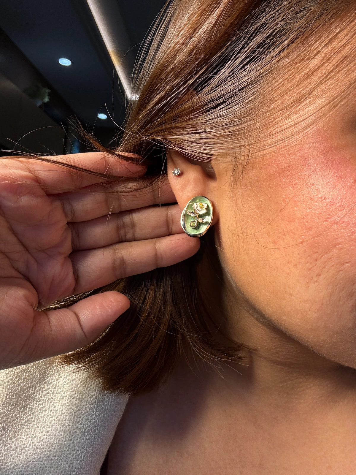 Mint Rose Earring