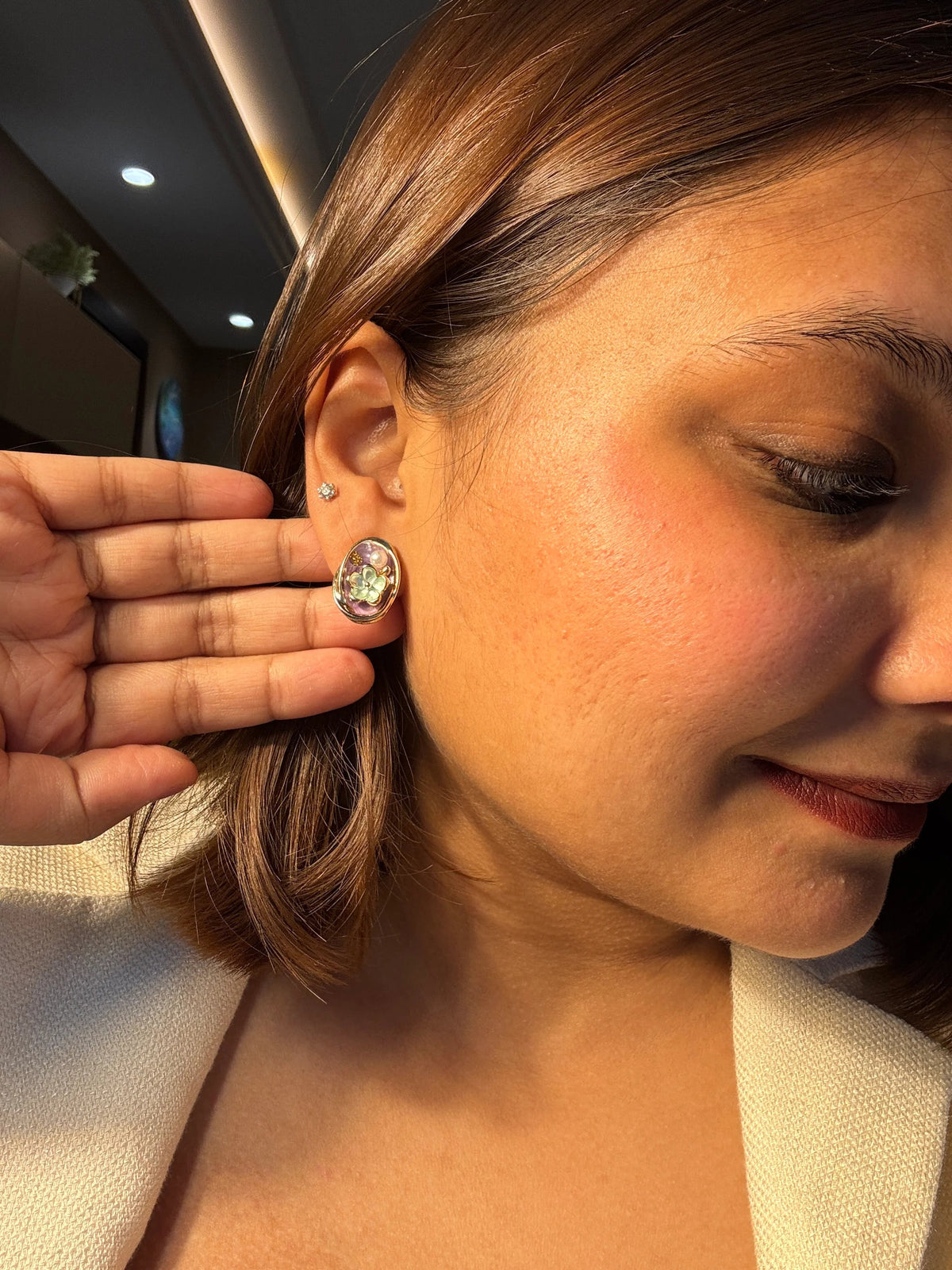Lavender Rose Earring