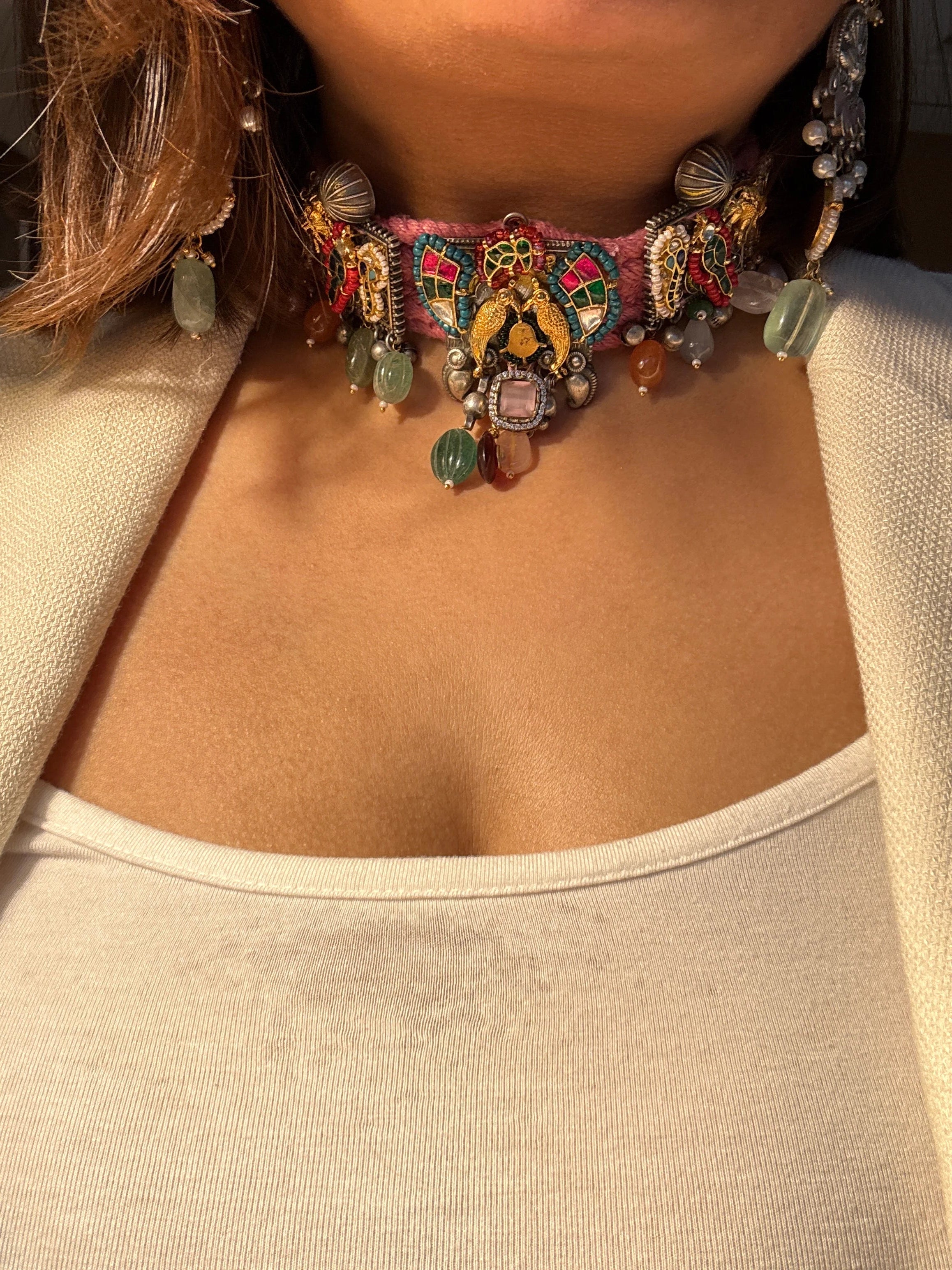Rasleela Pink Patti necklace