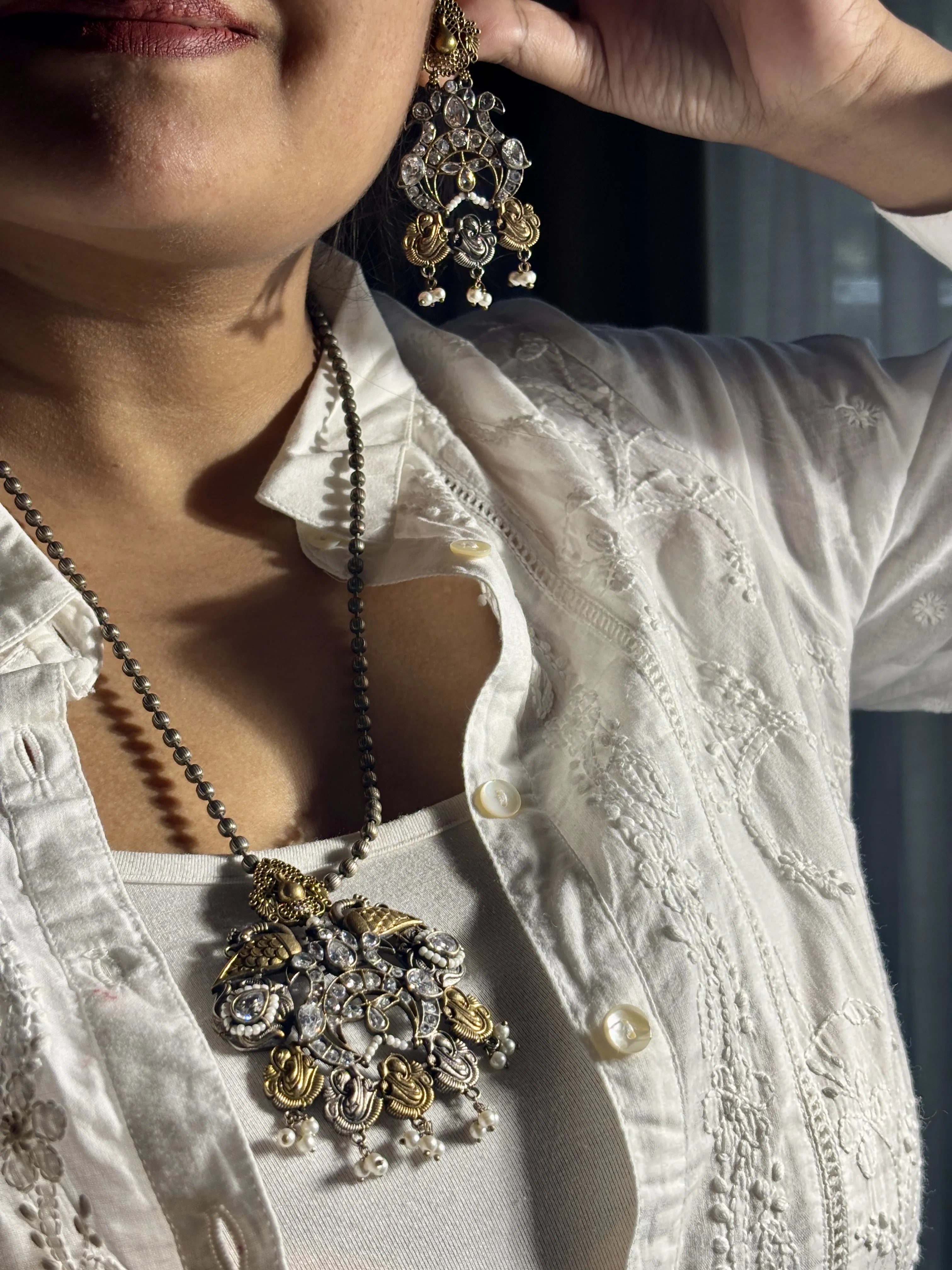 Mehtabi Oxidised Pendant Set