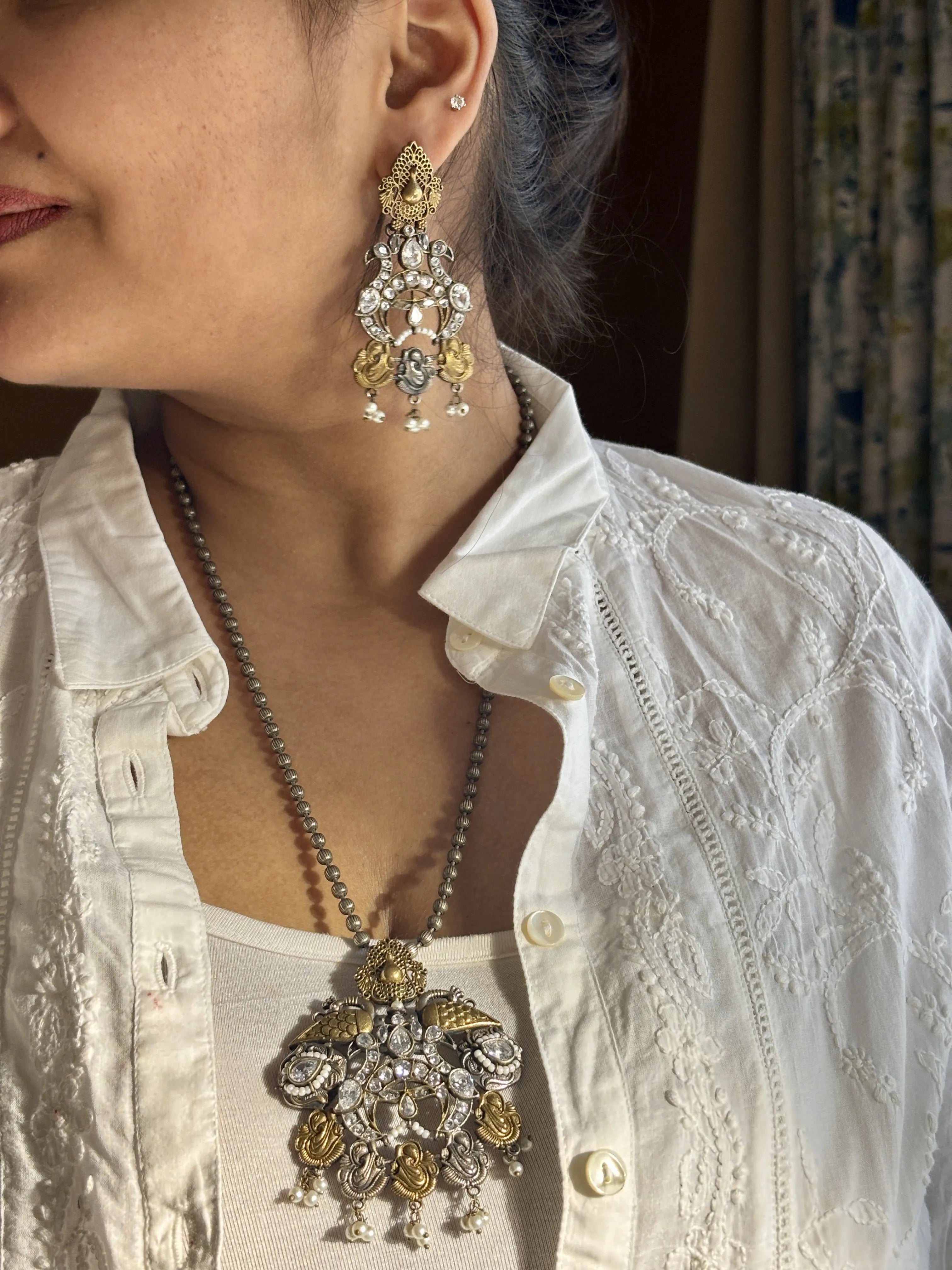 Mehtabi Oxidised Pendant Set