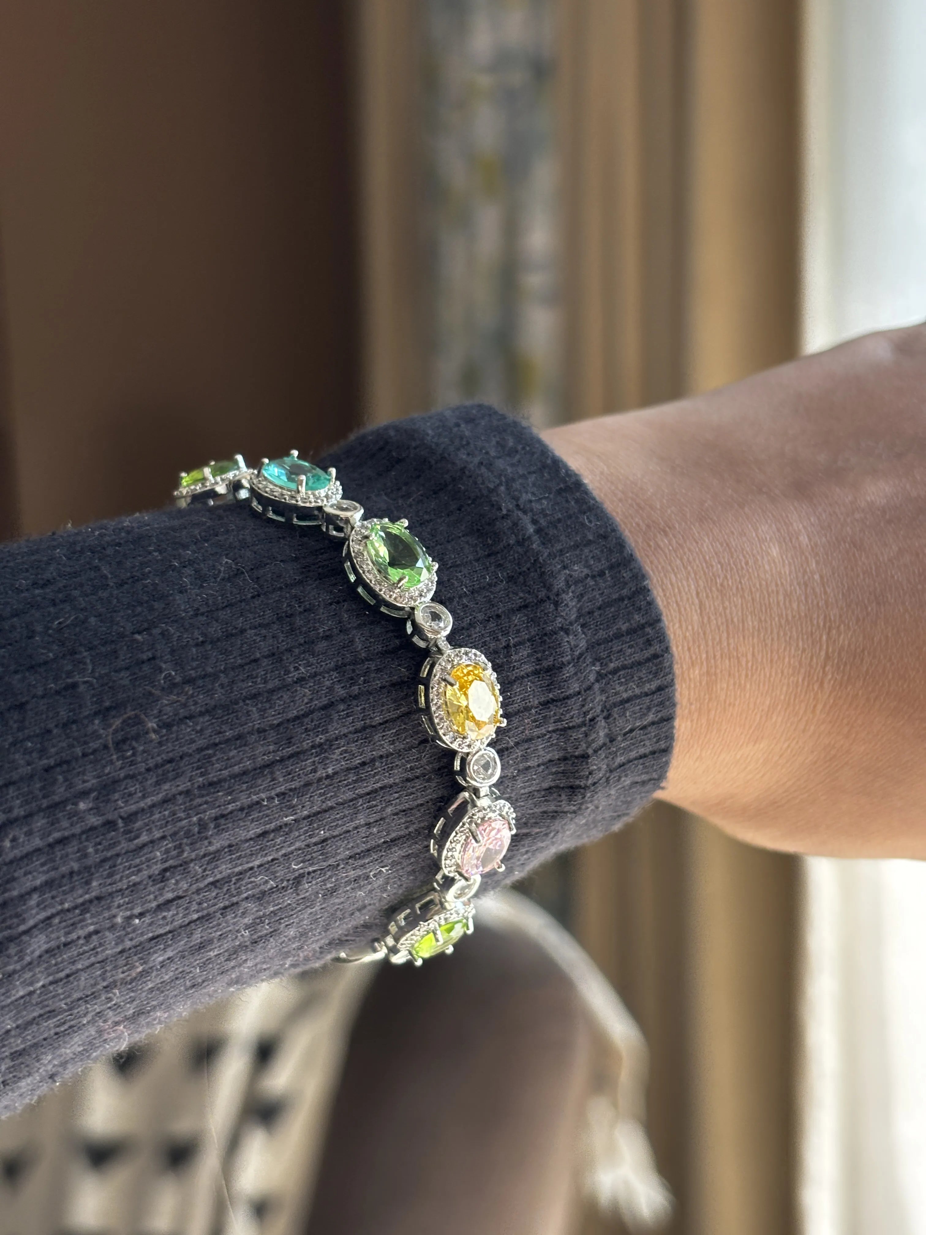 Multicolour Gemstone Tennis Bracelet