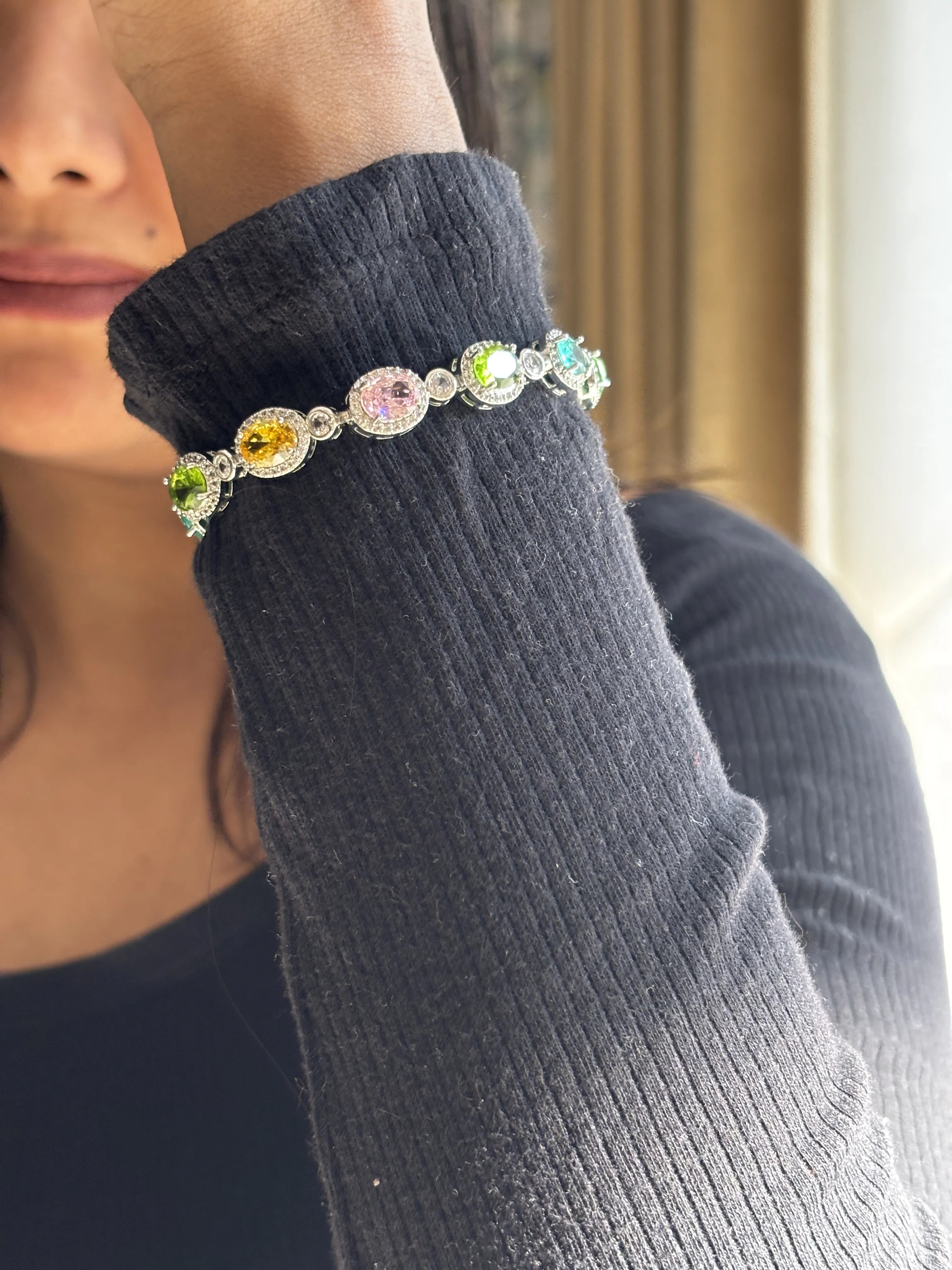 Multicolour Gemstone Tennis Bracelet