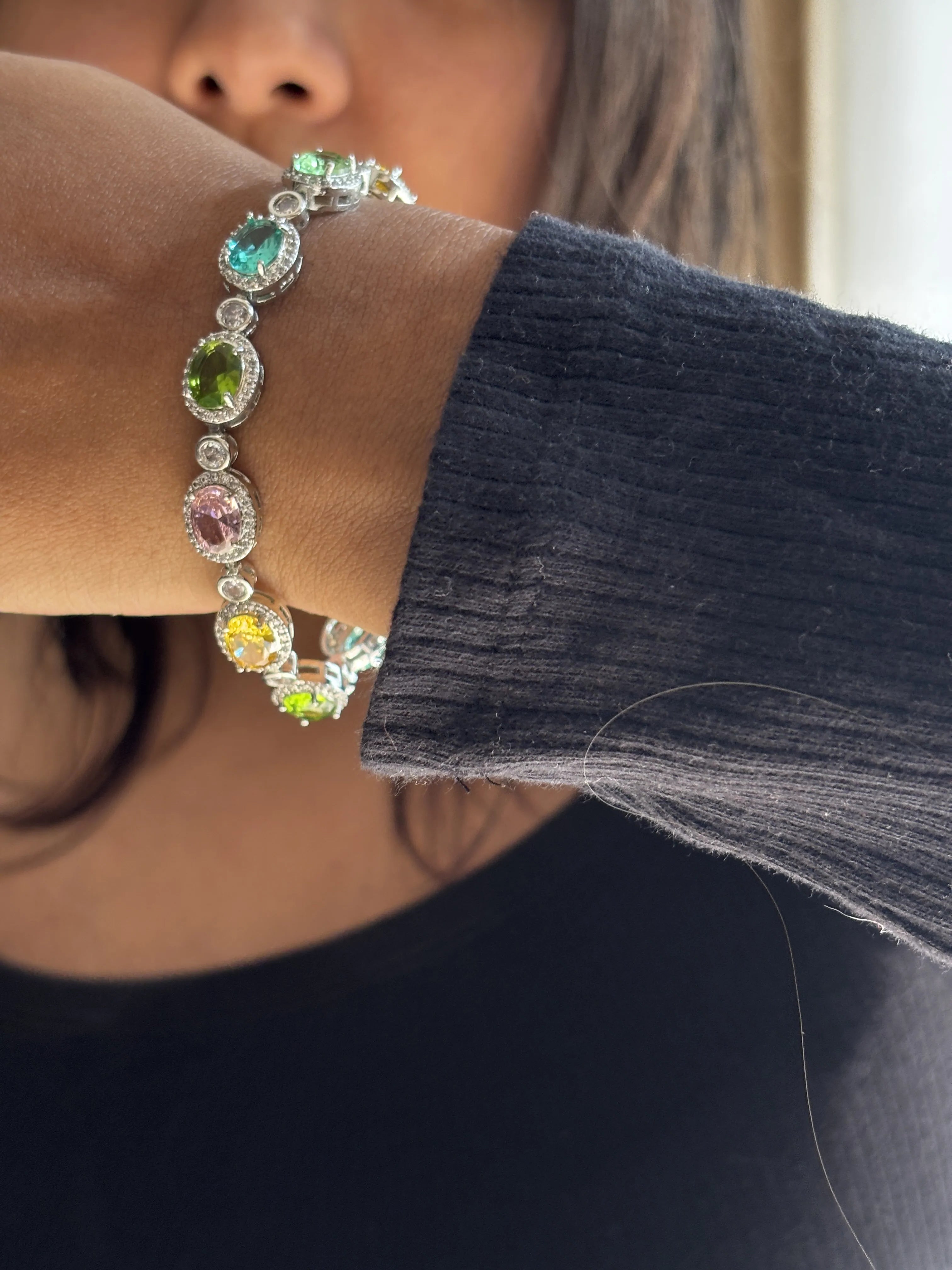 Multicolour Gemstone Tennis Bracelet