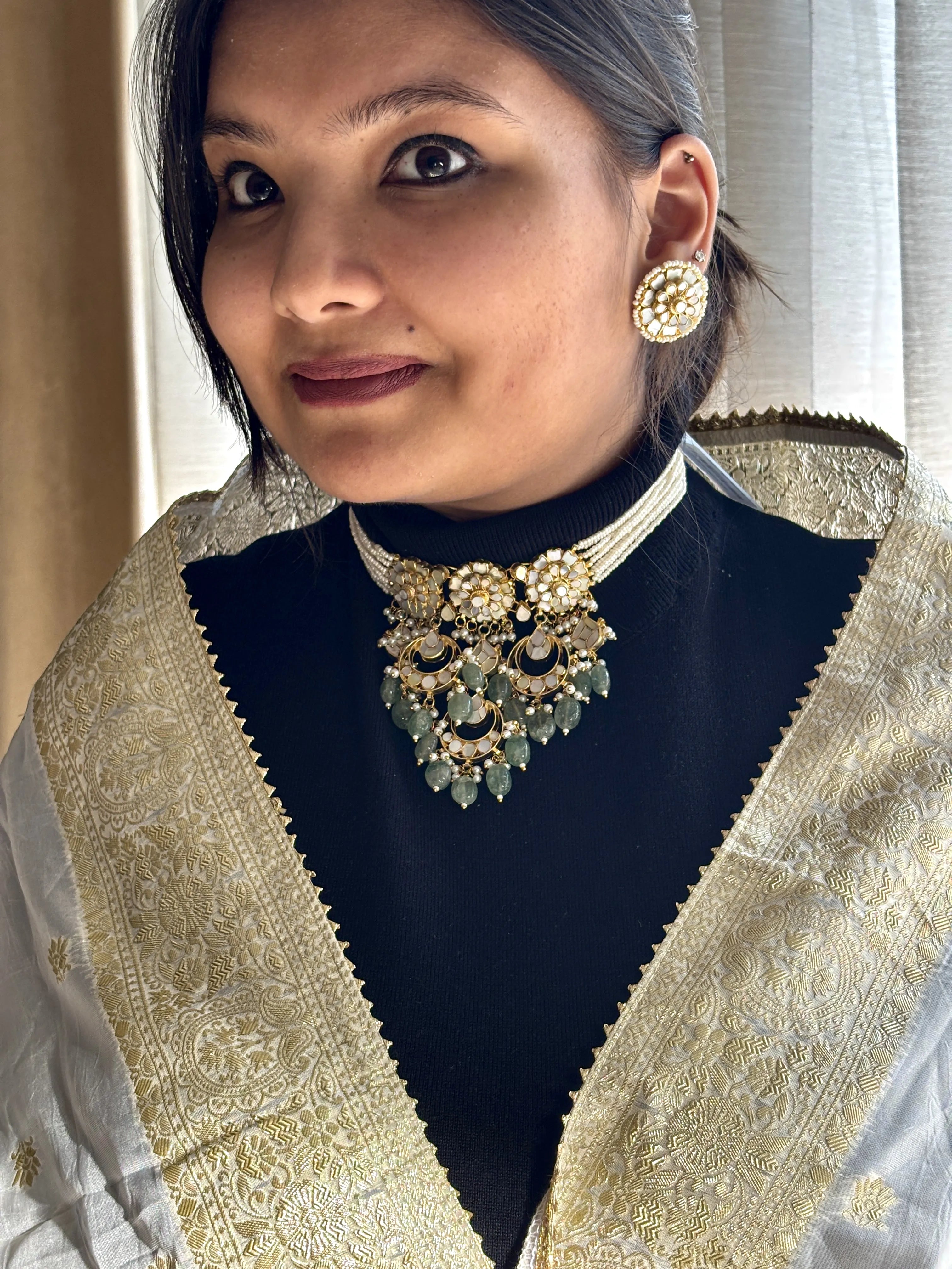 Meher-e-Noor Pachi Kundan Choker Set