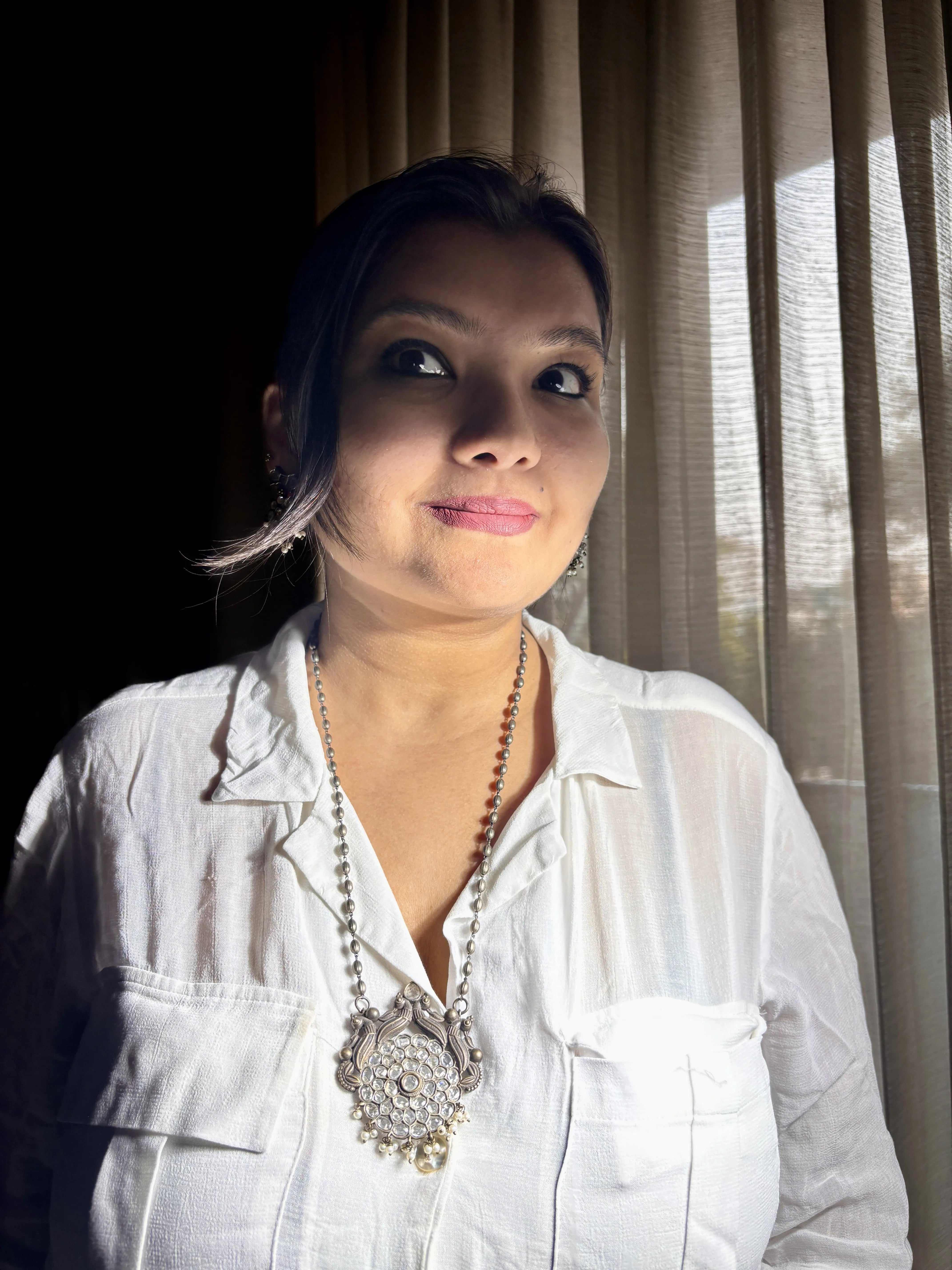 Zeenat Oxidised Pendant Set