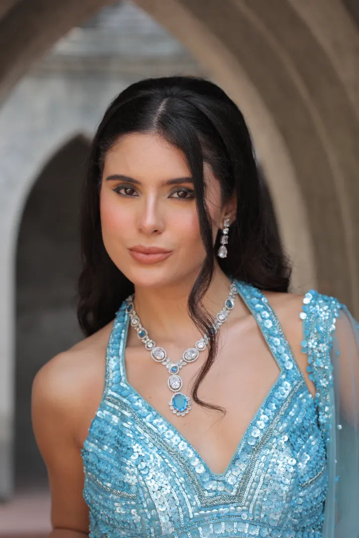 Aquamarine Beruj Dream Necklace Set