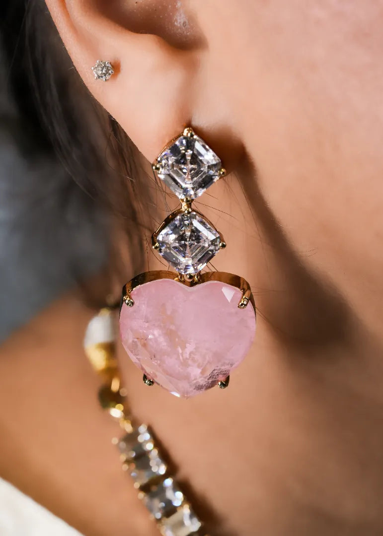 Pink Heart Doublet Necklace Set