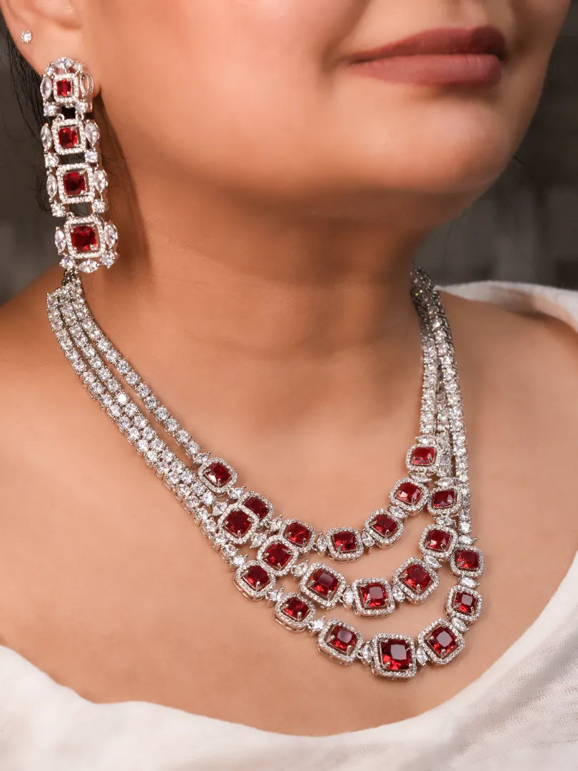 Ruby Woo Three Layered Necklace