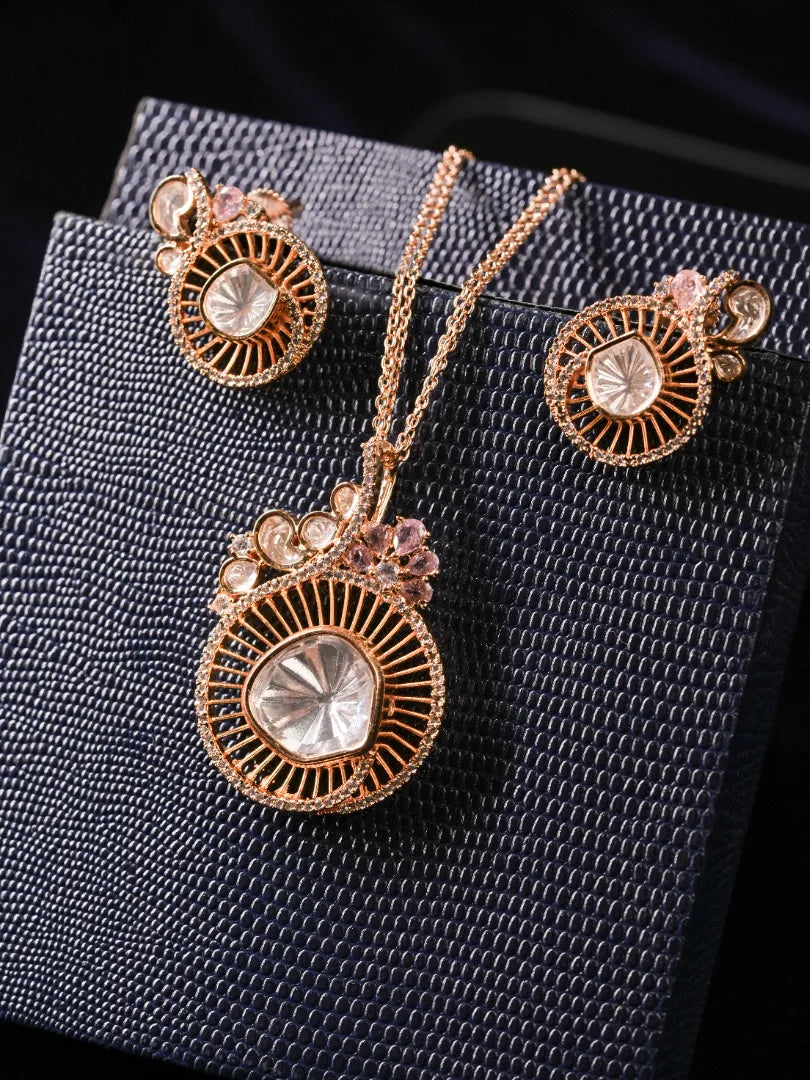 Pink Selene Moissanite Pendant Set