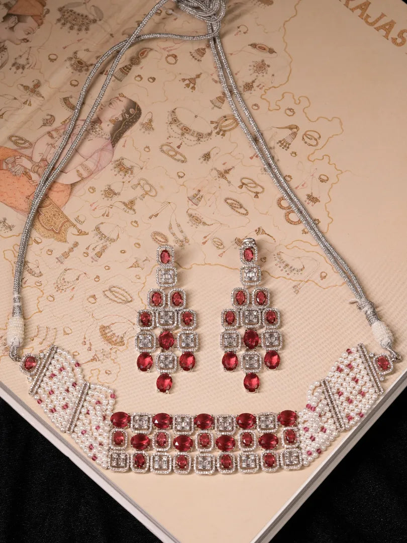 Lustre of Love Ruby Choker with Pearlwork