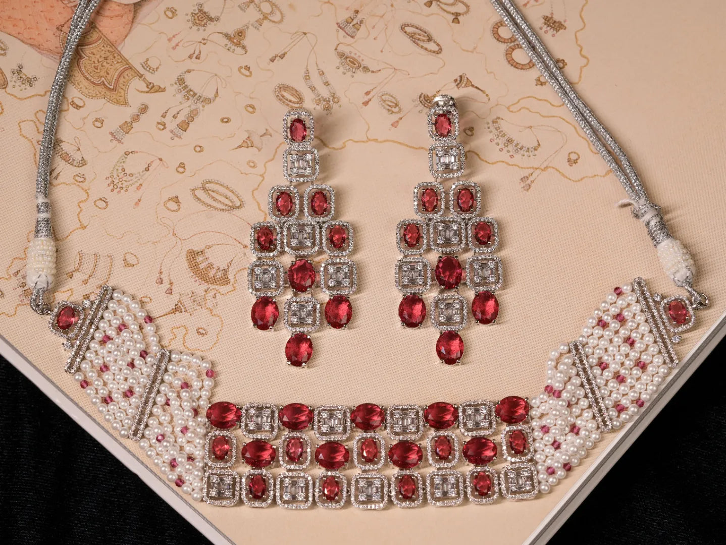 Lustre of Love Ruby Choker with Pearlwork