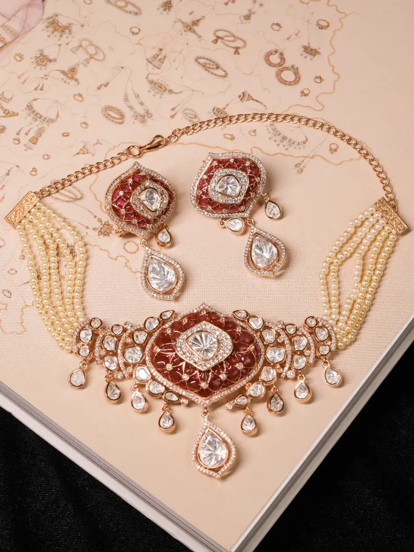 Ruby Enameled Kundan Choker