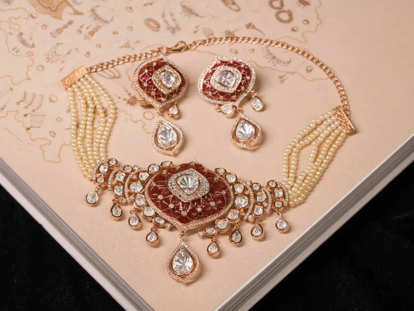 Ruby Enameled Kundan Choker