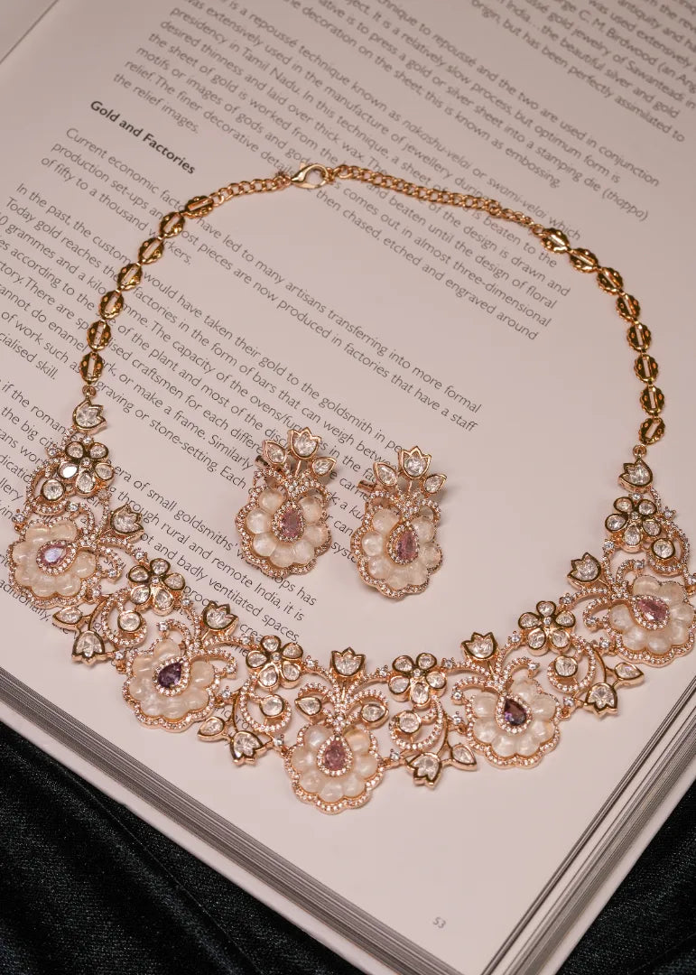 Raabta Mother Of Pearl Necklace with Semi Precious Stones