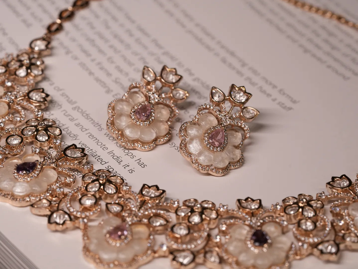 Raabta Mother Of Pearl Necklace with Semi Precious Stones