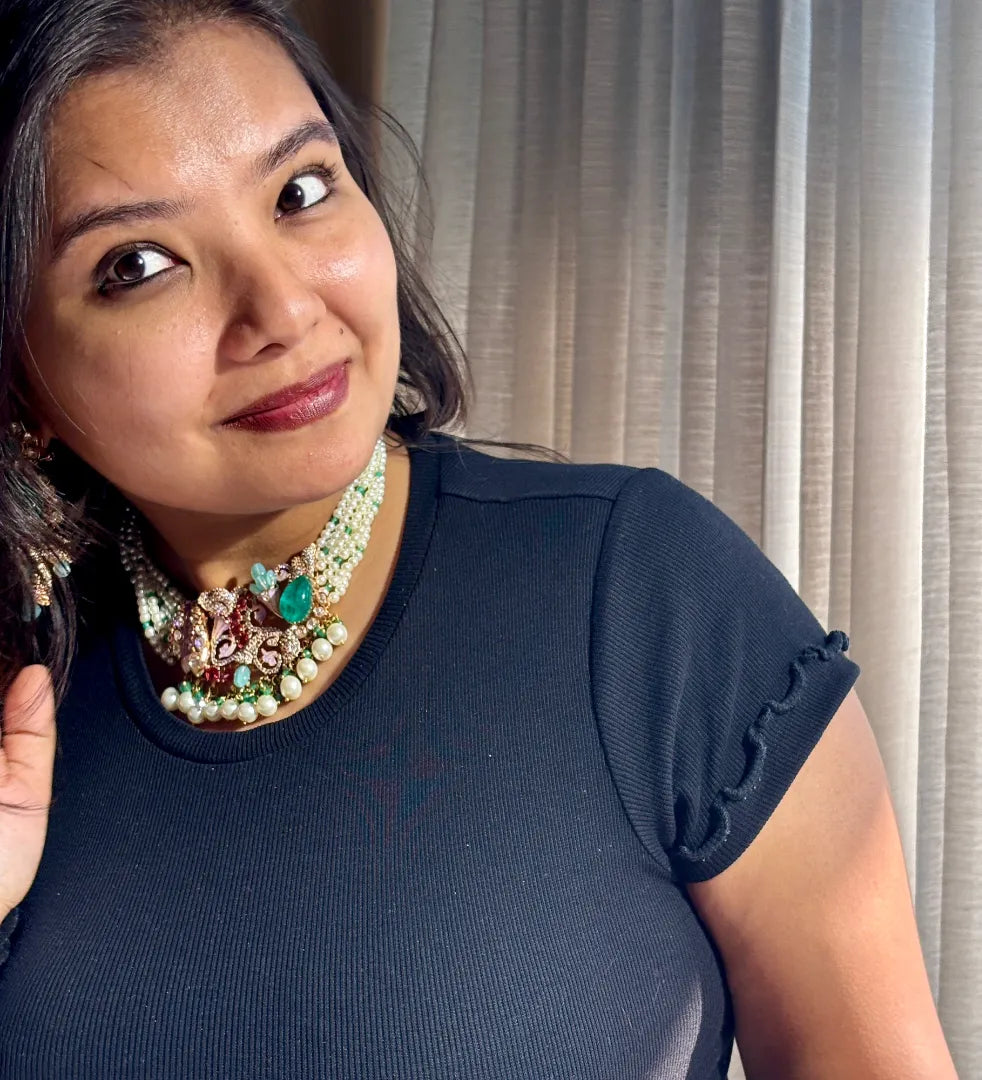 Raagini Necklace Set With Semi Precious Stones