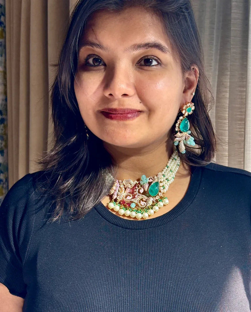 Raagini Necklace Set With Semi Precious Stones