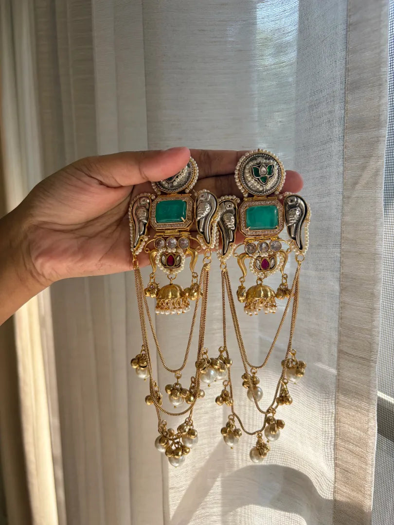 Zariyaan Lightweight Heritage Kashmiri Earrings In Mint