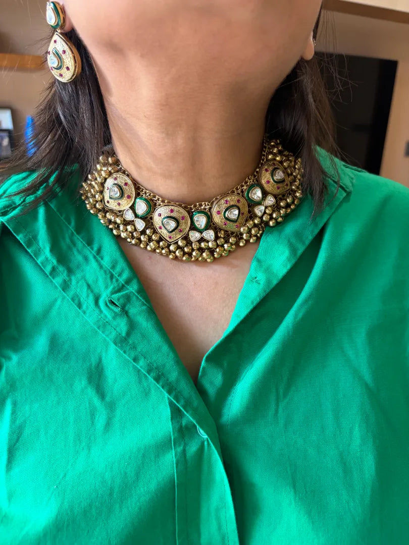 Kanaka Heritage Polki Meenakari Set