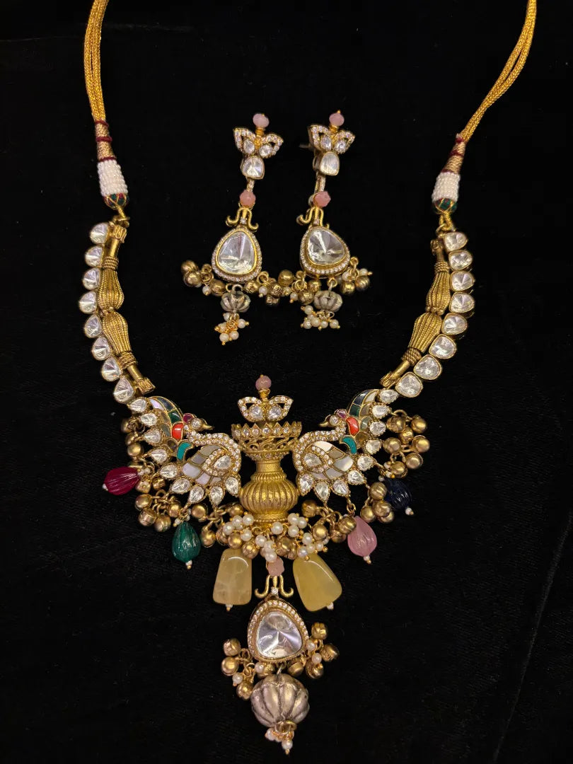 Heritage Revival Ruh E Sona Necklace With Semi Precious Stones