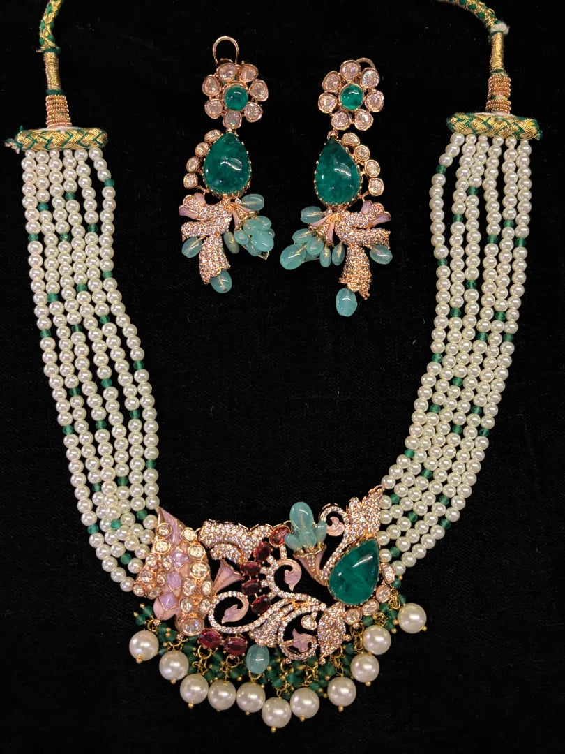 Raagini Necklace Set With Semi Precious Stones