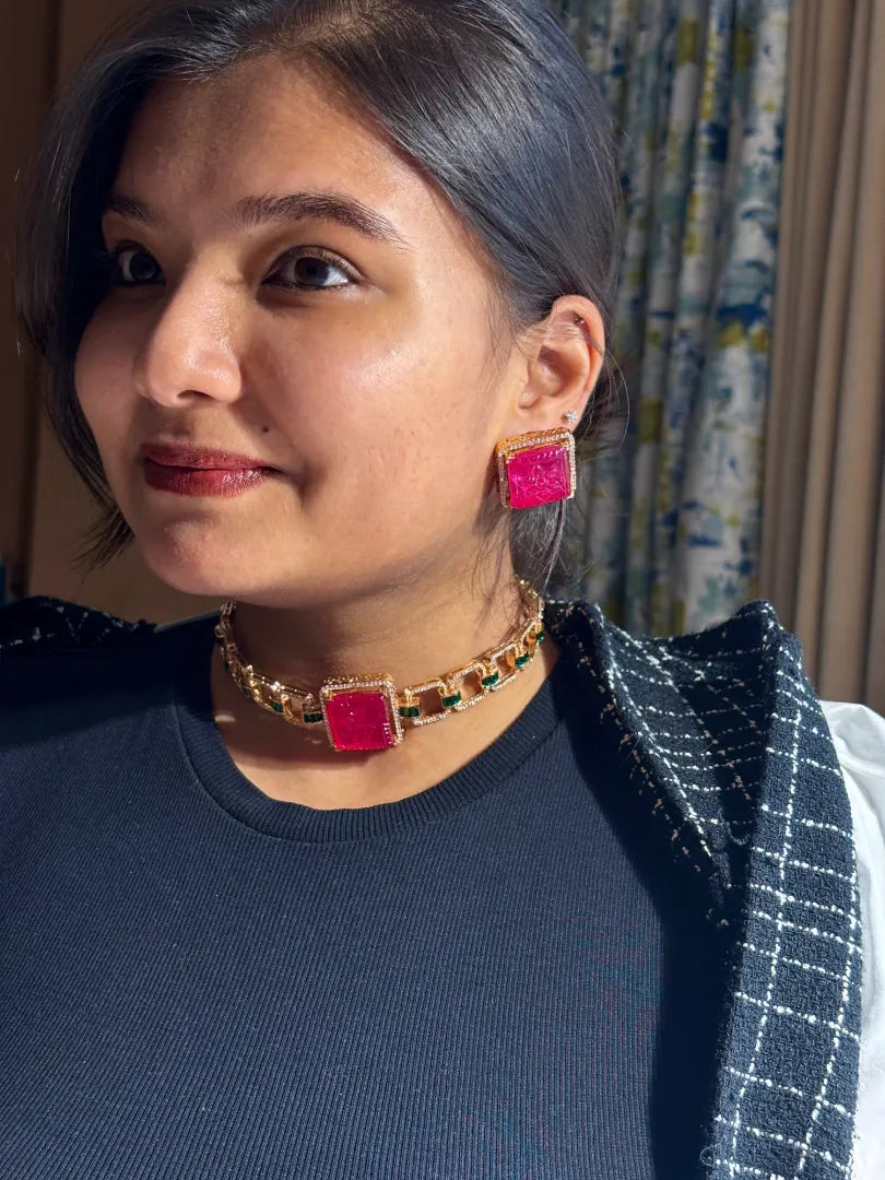 Ethereal Bloom Green Choker Set