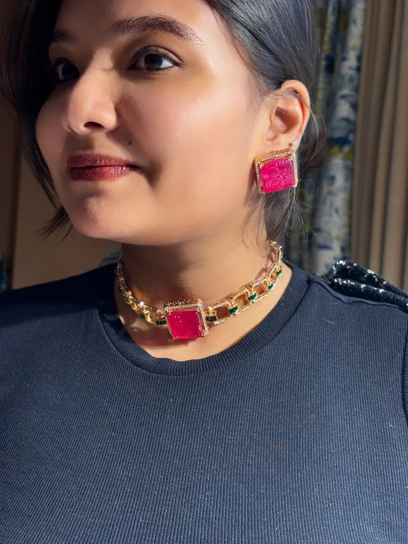 Ethereal Bloom Green Choker Set