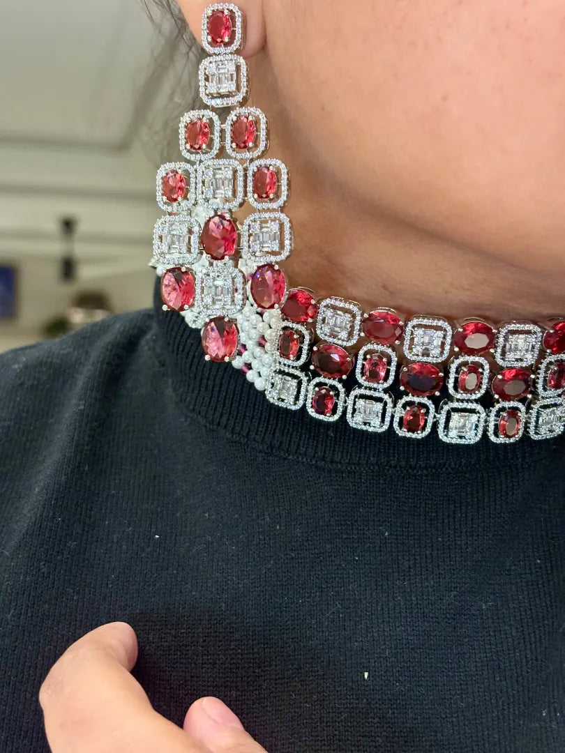 Lustre of Love Ruby Choker with Pearlwork
