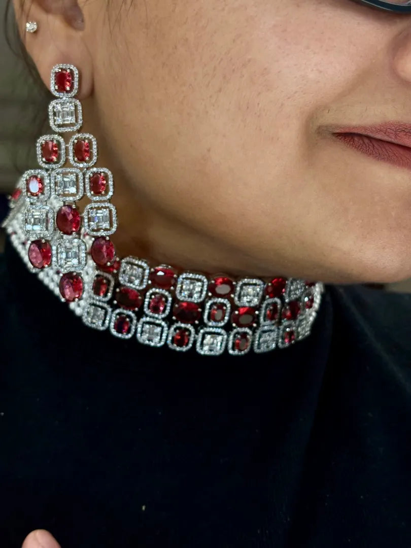 Lustre of Love Ruby Choker with Pearlwork