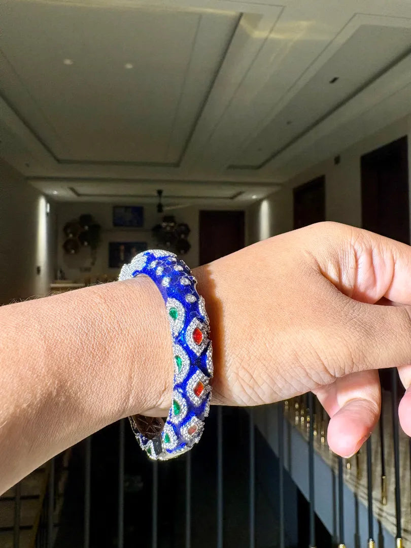 Mayur Blue and Silver Statement Bracelet