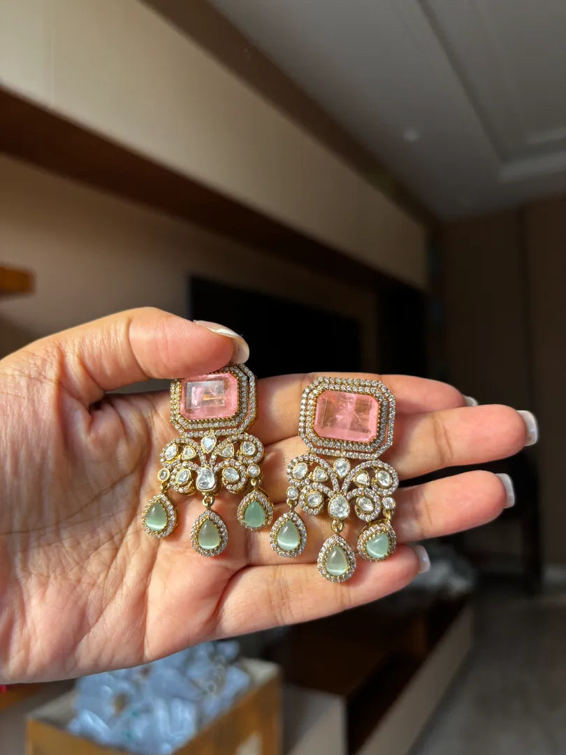 Mint Pink Doublet Stone Statement Necklace