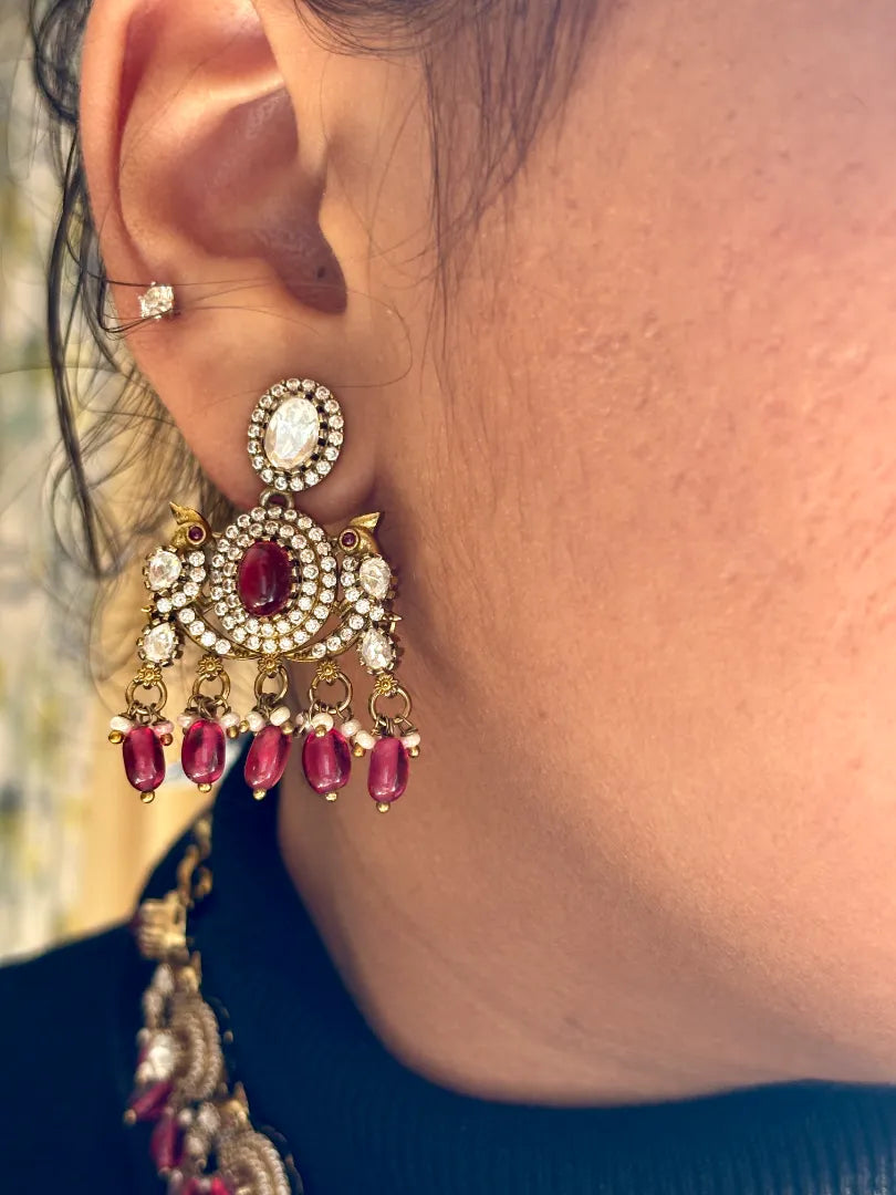 Avira Ruby Necklace With White Moissanite Stones