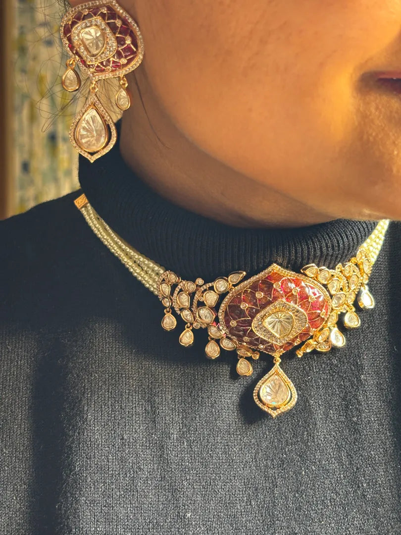 Ruby Enameled Kundan Choker