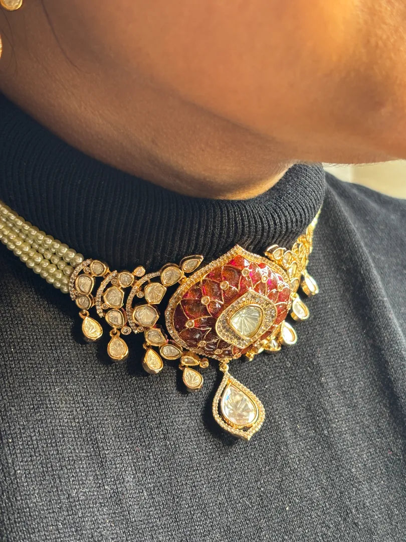 Ruby Enameled Kundan Choker