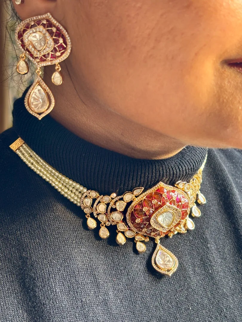 Ruby Enameled Kundan Choker