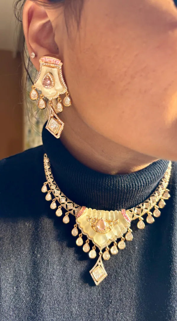 Mother of Pearl Necklace with Pink Sapphire Detailing