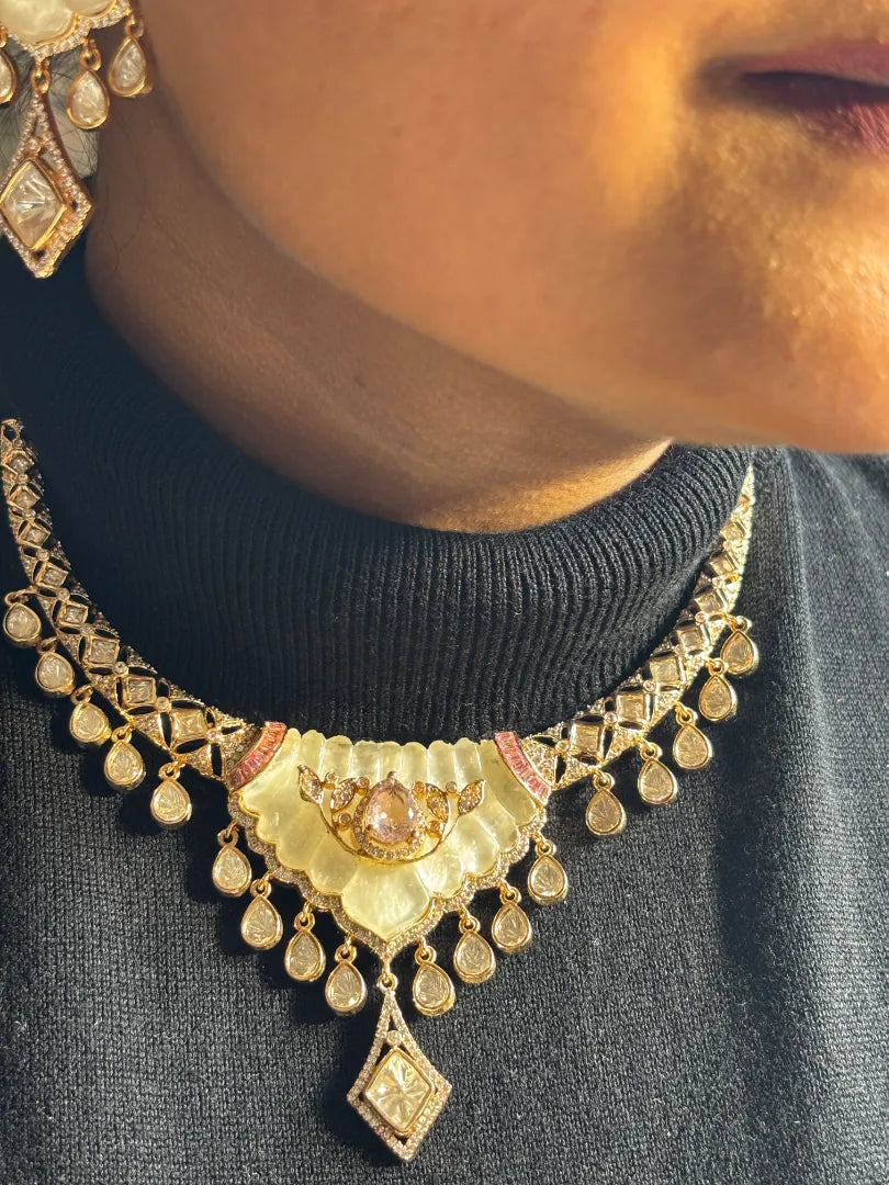 Mother of Pearl Necklace with Pink Sapphire Detailing