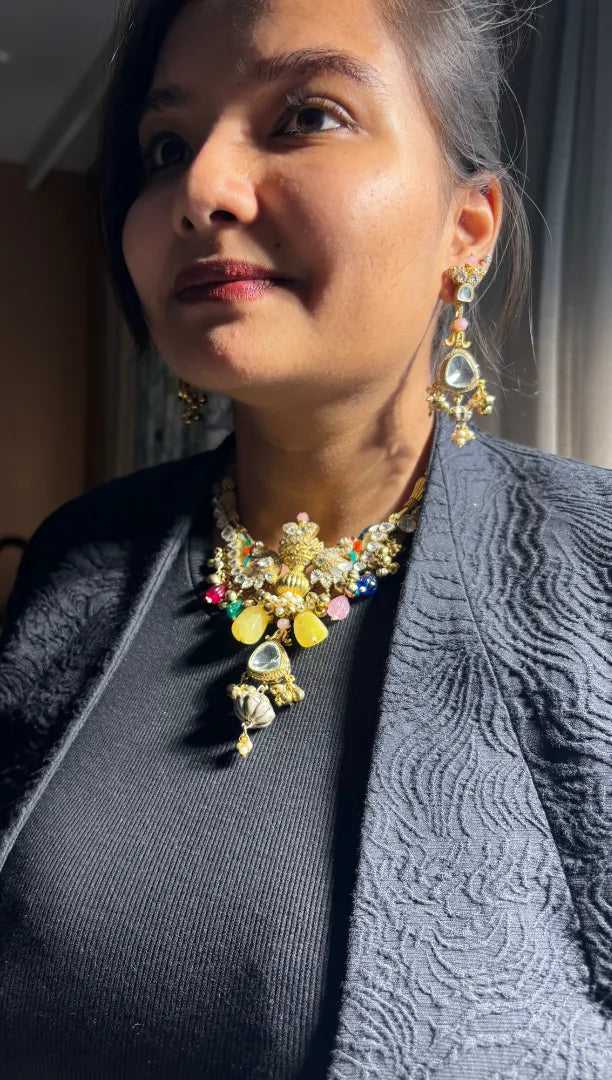 Heritage Revival Ruh E Sona Necklace With Semi Precious Stones