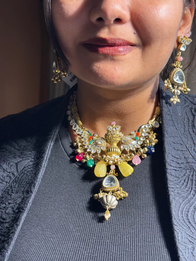 Heritage Revival Ruh E Sona Necklace With Semi Precious Stones
