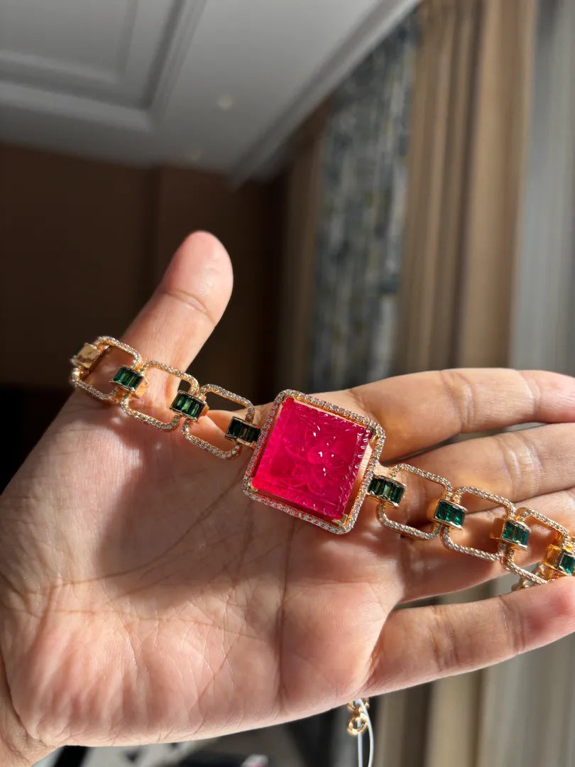 Ethereal Bloom Green Choker Set