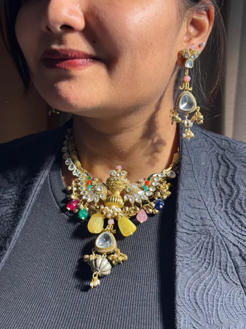 Heritage Revival Ruh E Sona Necklace With Semi Precious Stones