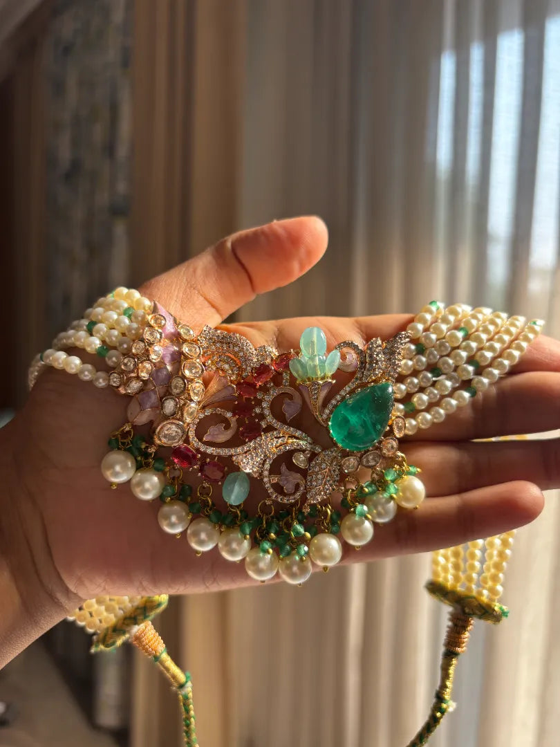 Raagini Necklace Set With Semi Precious Stones