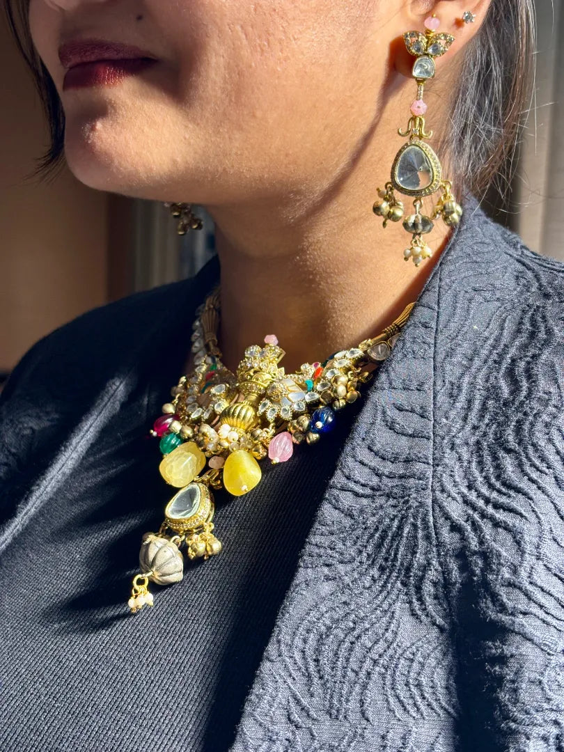 Heritage Revival Ruh E Sona Necklace With Semi Precious Stones